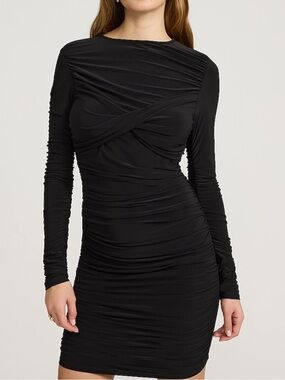 Express Crew Neck Long Sleeve Twist Front
Ruched Mini Dress